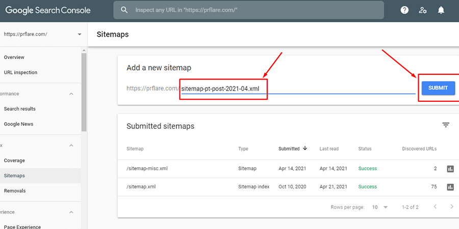 Добавление сайта в индекс Google через подачу карты сайта